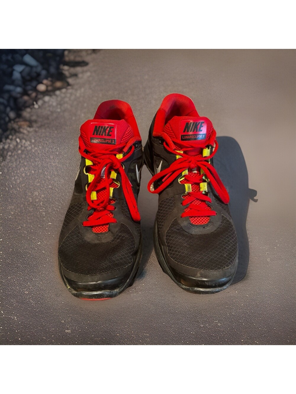 Nike Lunareclipse+ 2 running shoes, size 11.5, Black/Red (style 487983-006)